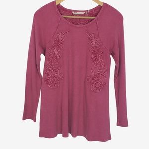 Soft surroundings waffle knit embroidered camden top